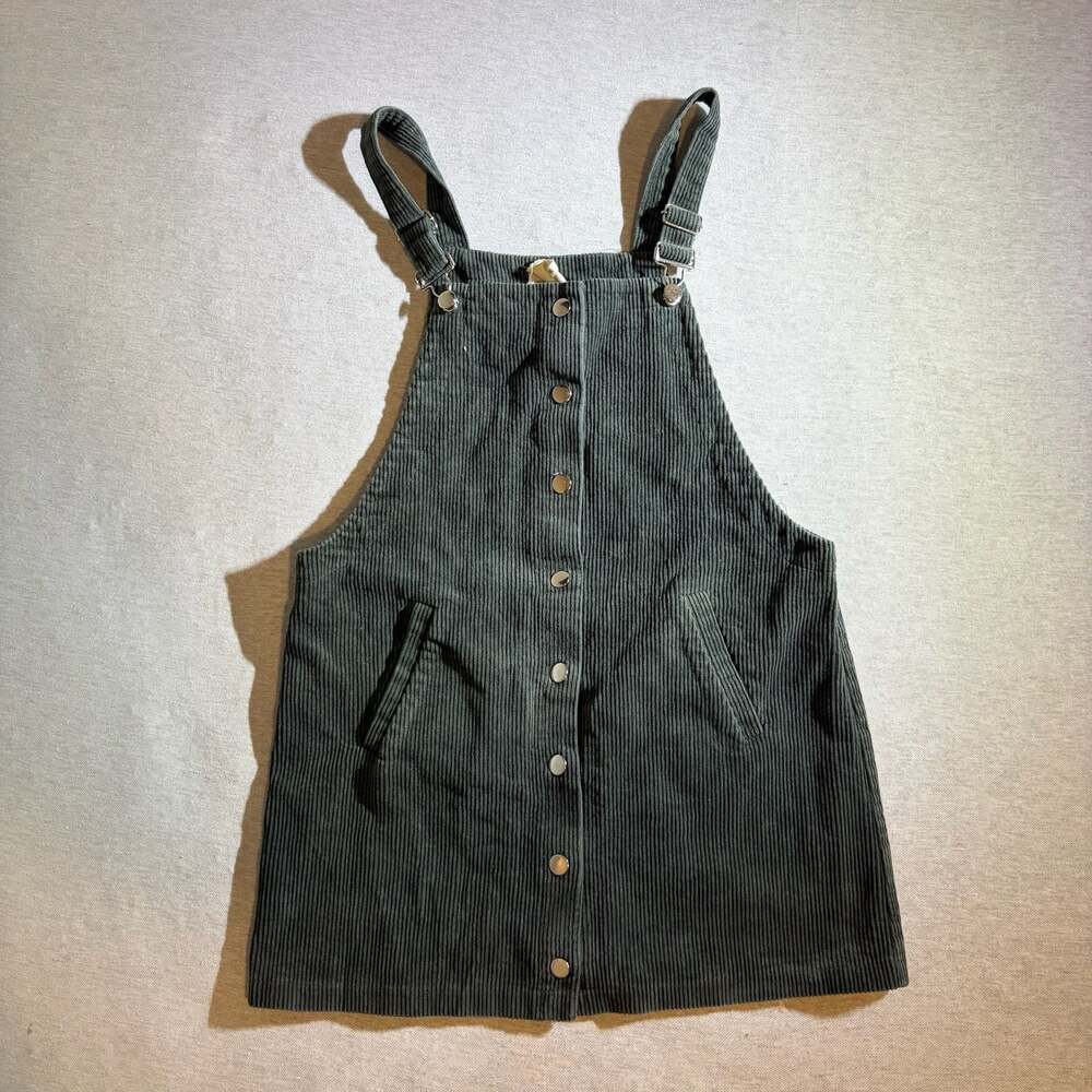 Harper Heritage Corduroy Overall Mini Dress Olive Green